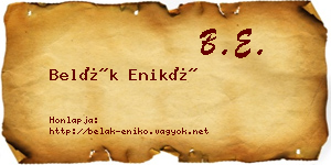 Belák Enikő névjegykártya